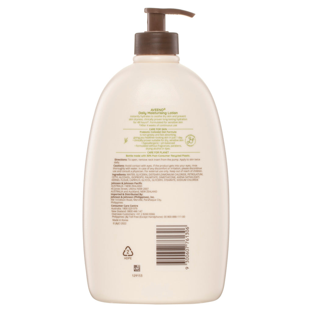 Aveeno Daily Moisturising Non-Greasy Fragrance Free Body Lotion 48-Hour Hydration Soothe Normal Dry Sensitive Skin 1L