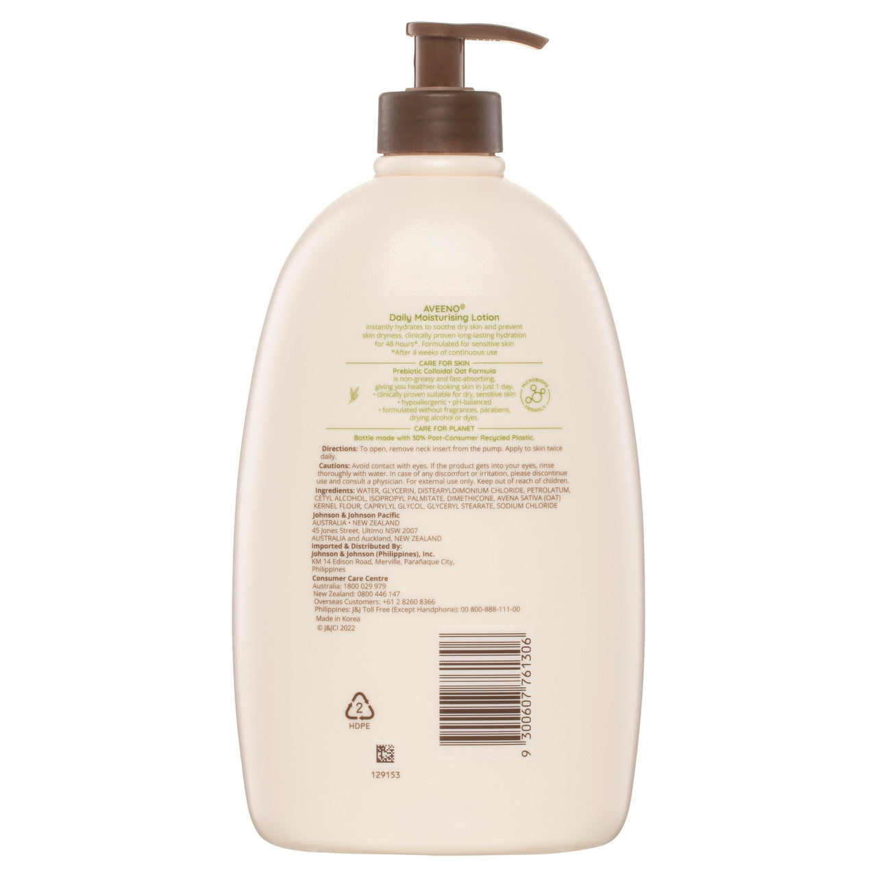 Aveeno Daily Moisturising Non-Greasy Fragrance Free Body Lotion 48-Hour Hydration Soothe Normal Dry Sensitive Skin 1L