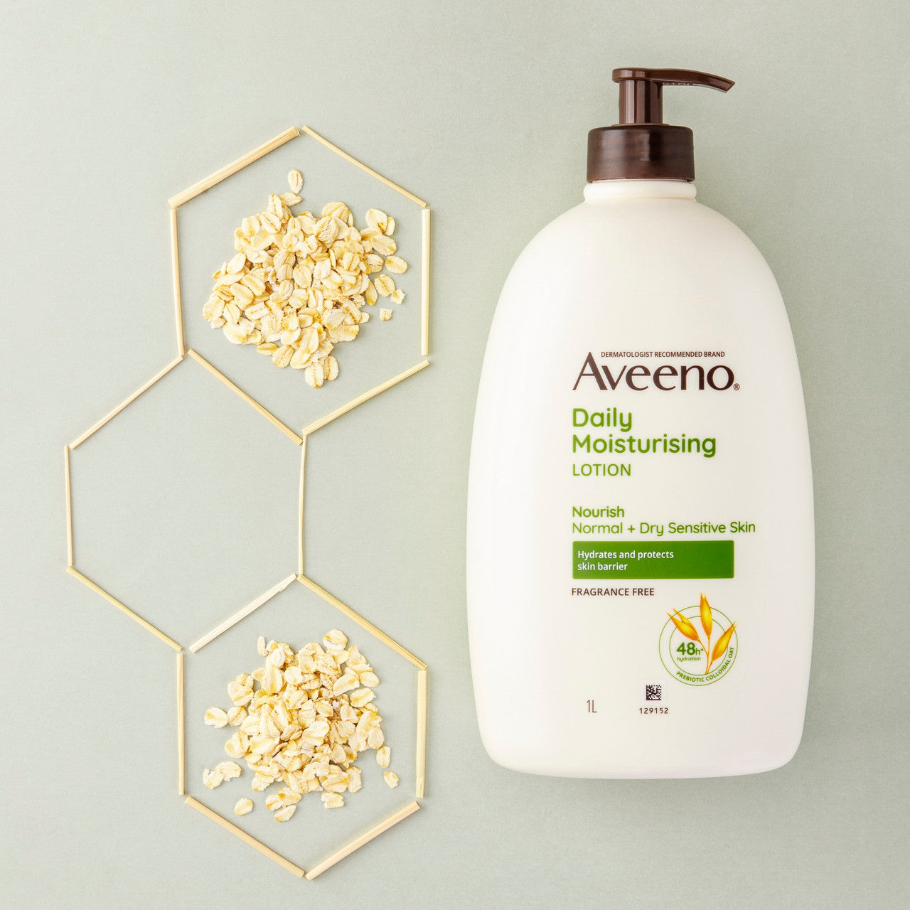 Aveeno Daily Moisturising Non-Greasy Fragrance Free Body Lotion 48-Hour Hydration Soothe Normal Dry Sensitive Skin 1L