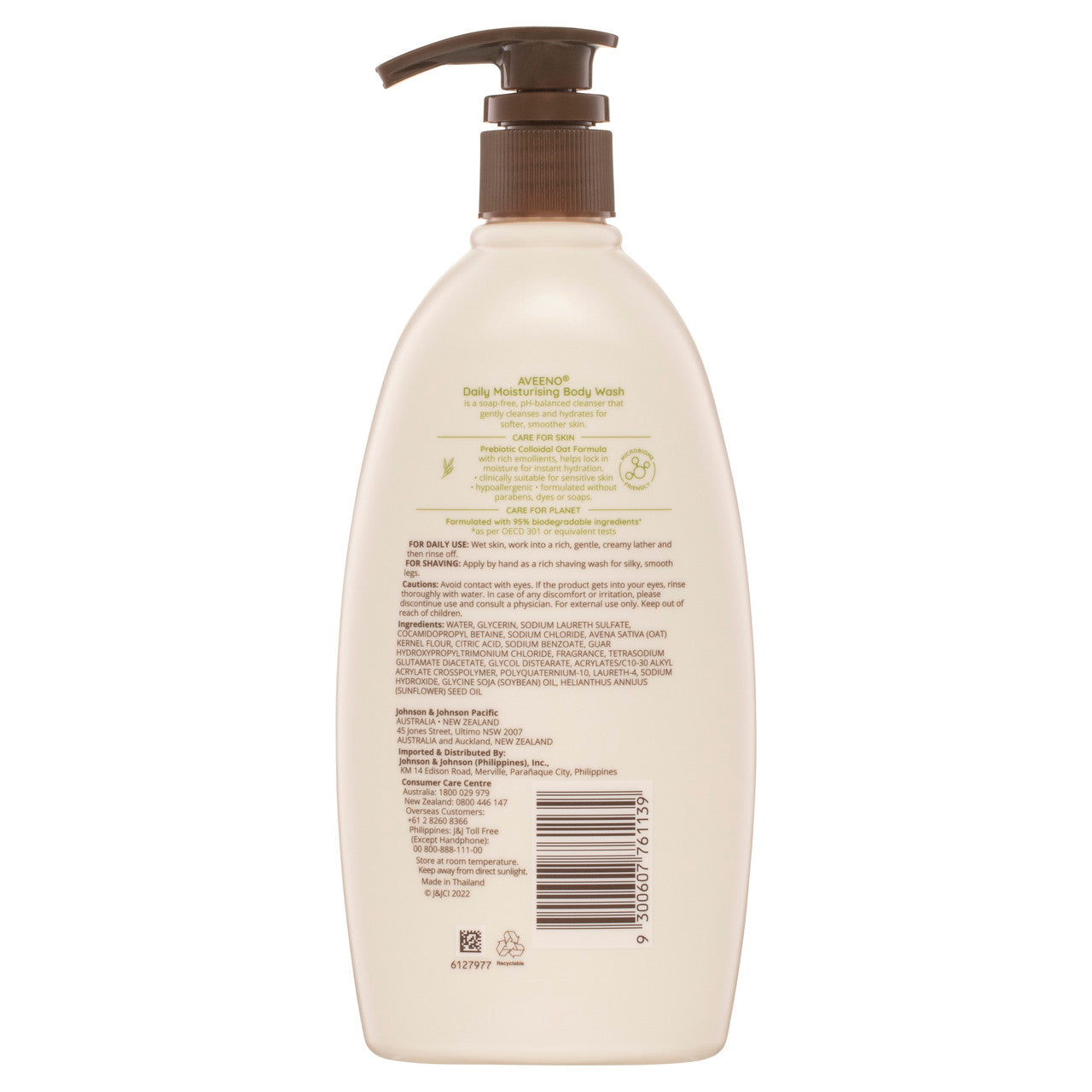 Aveeno Daily Moisturising Light Fragrance Gentle Scent Body Wash Nourish Normal Dry Sensitive Skin PH-Balanced 532mL
