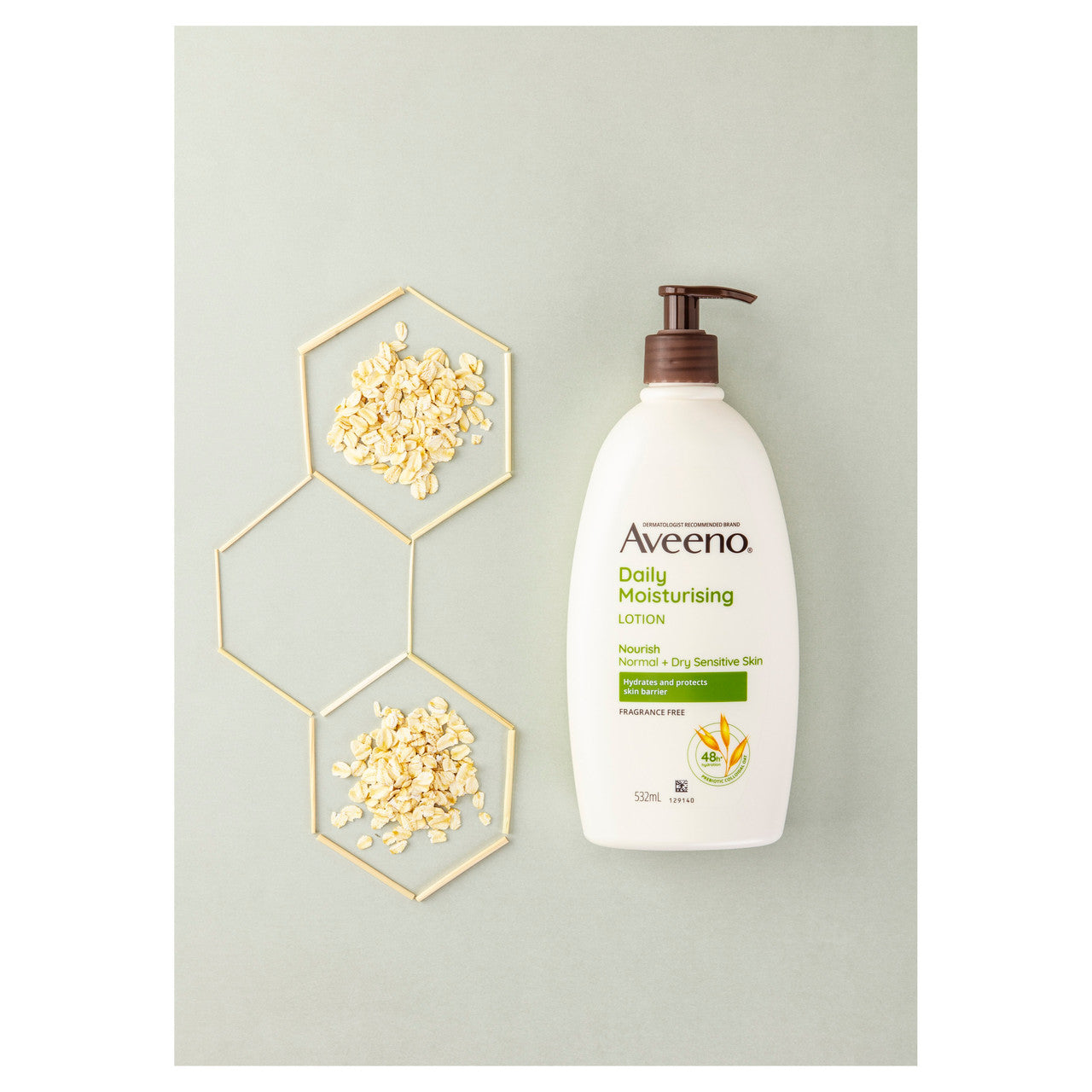 Aveeno Daily Moisturising Non-Greasy Fragrance Free Body Lotion 48-Hour Hydration Soothe Normal Dry Sensitive Skin 532mL