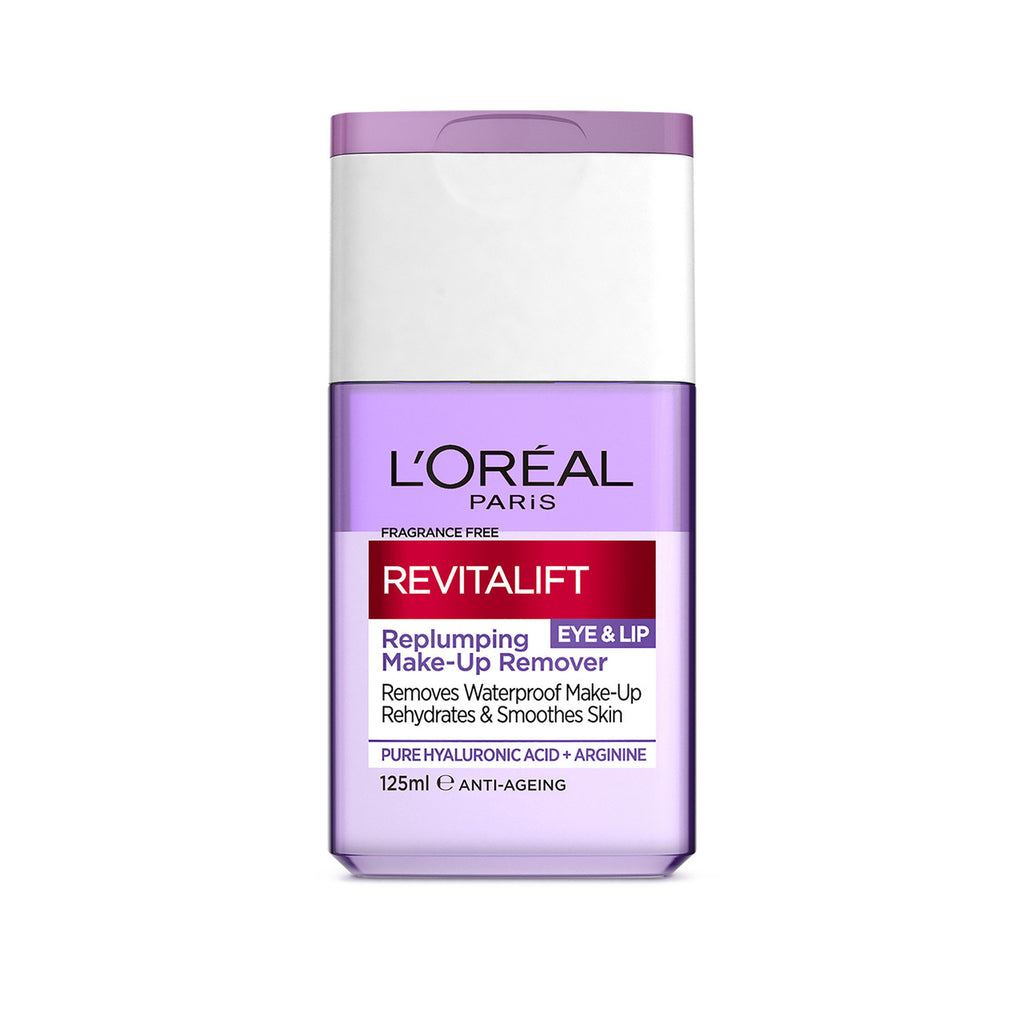 L'Oreal Paris Revitalift Filler Hyaluronic Acid Fragrance Free Plumping Eye & Lip Waterproof Makeup Remover suitable for Sensitive Skin 125ml