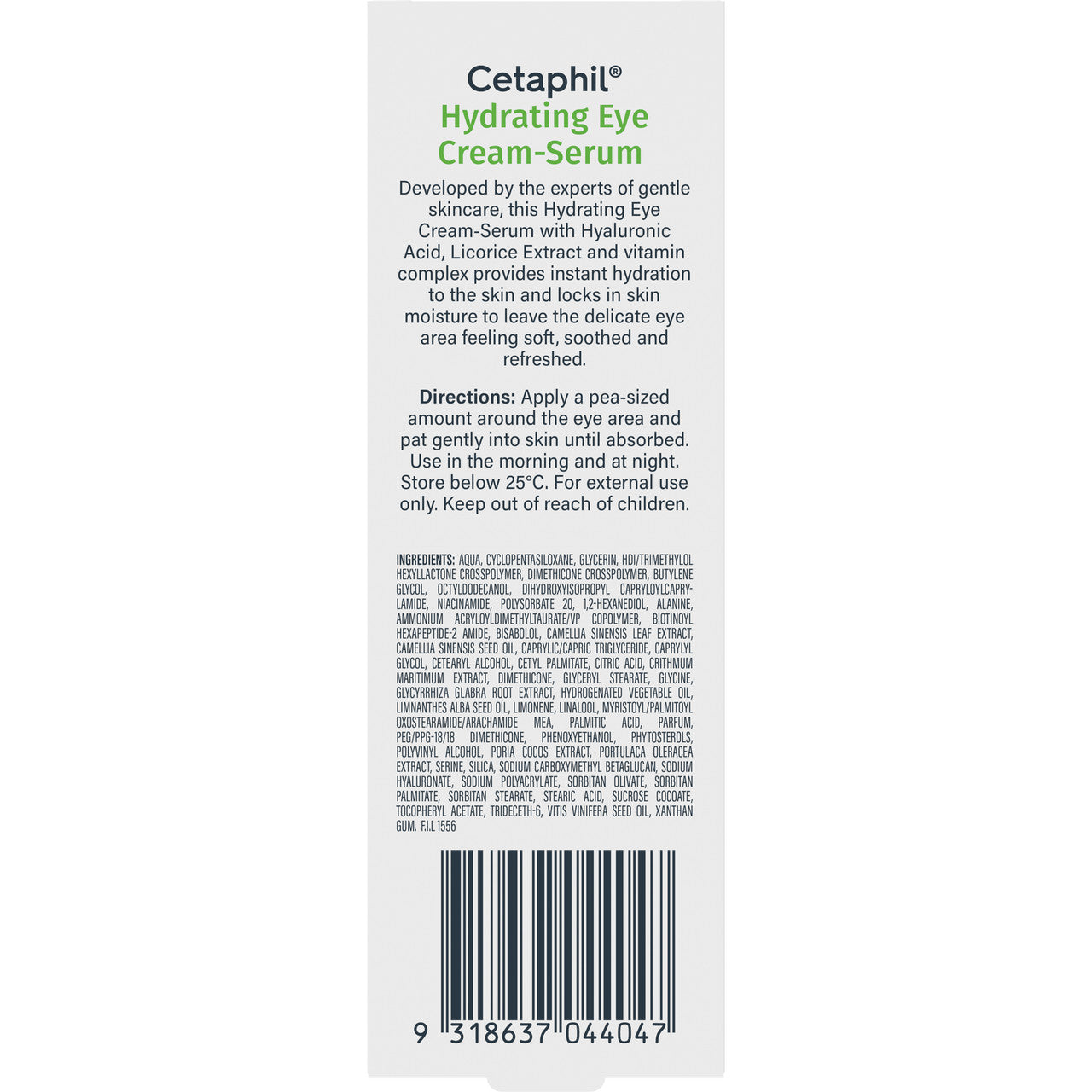 Cetaphil Hydrating Eye Cream-Serum with Hyaluronic Acid,14g