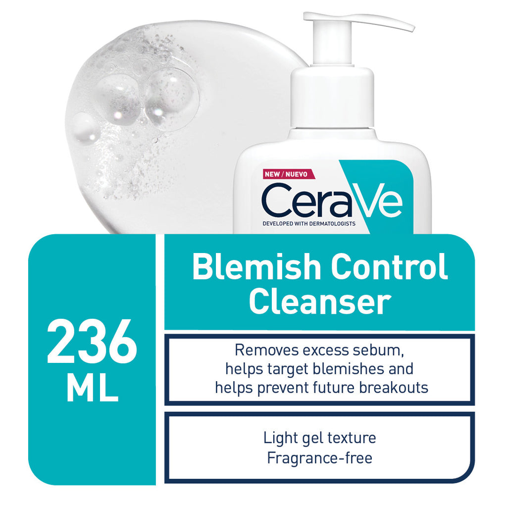 CeraVe Salicylic Acid Blemish Control Cleanser 236ml for Mild Acne-Prone Skin