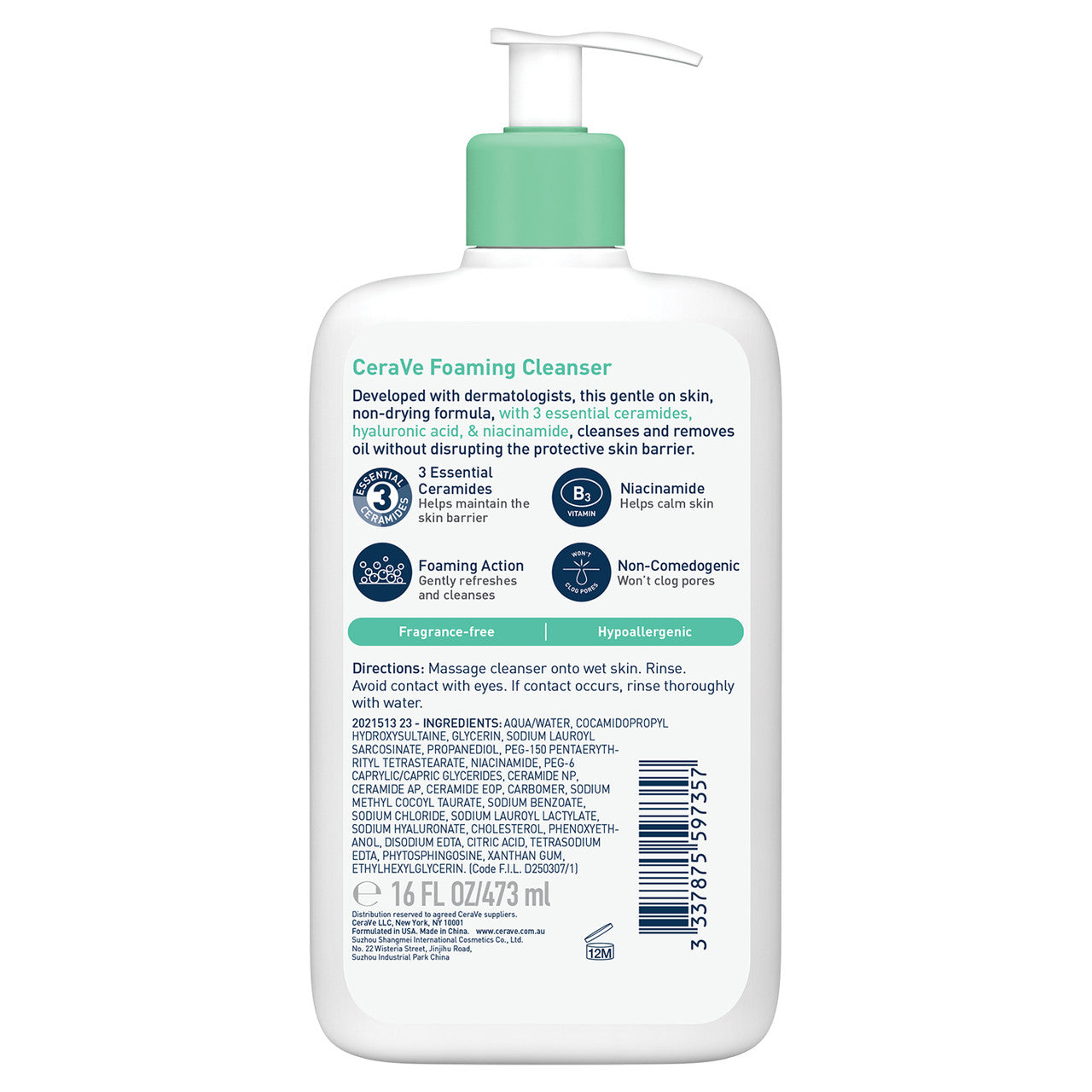 CeraVe Foaming Oil-Free Cleanser for Oily Skin 473ml