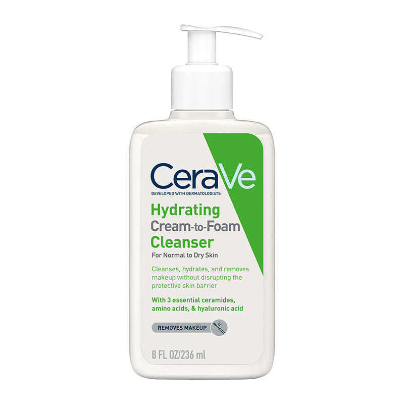 CeraVe Hydrating Cream-to-Foam Cleanser 236ml, with Ceramides