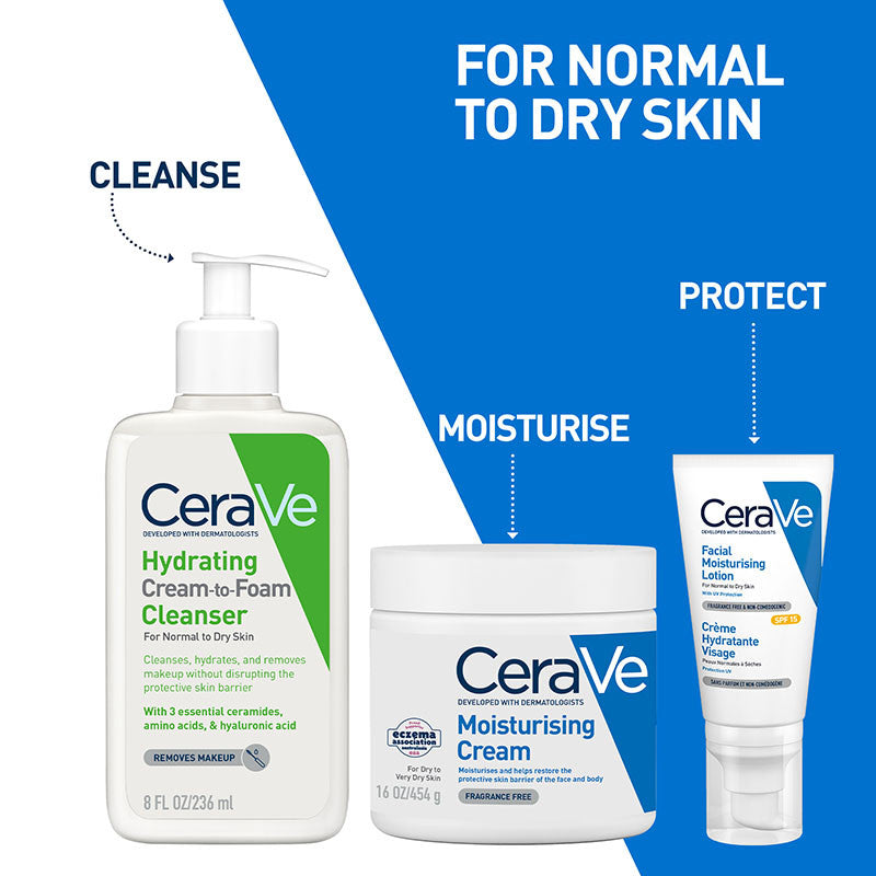 CeraVe Hydrating Cream-to-Foam Cleanser 236ml, with Ceramides