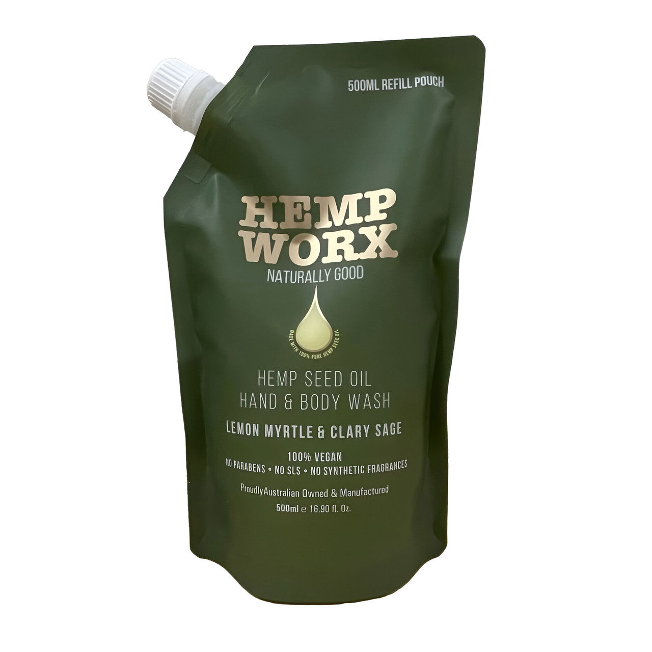 Hemp Worx Hemp Seed Oil Lemon Myrtle Body Wash Refill 500ml