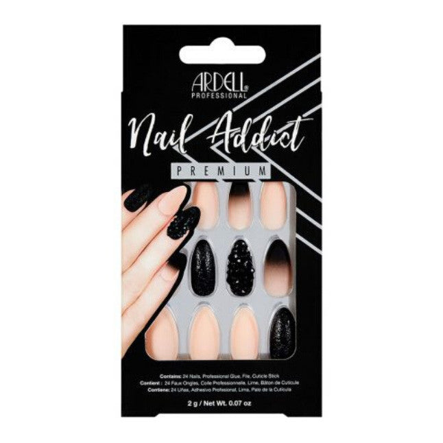 Ardell Nail Addict Premium Black Stud & Pink Ombre Press On Nails