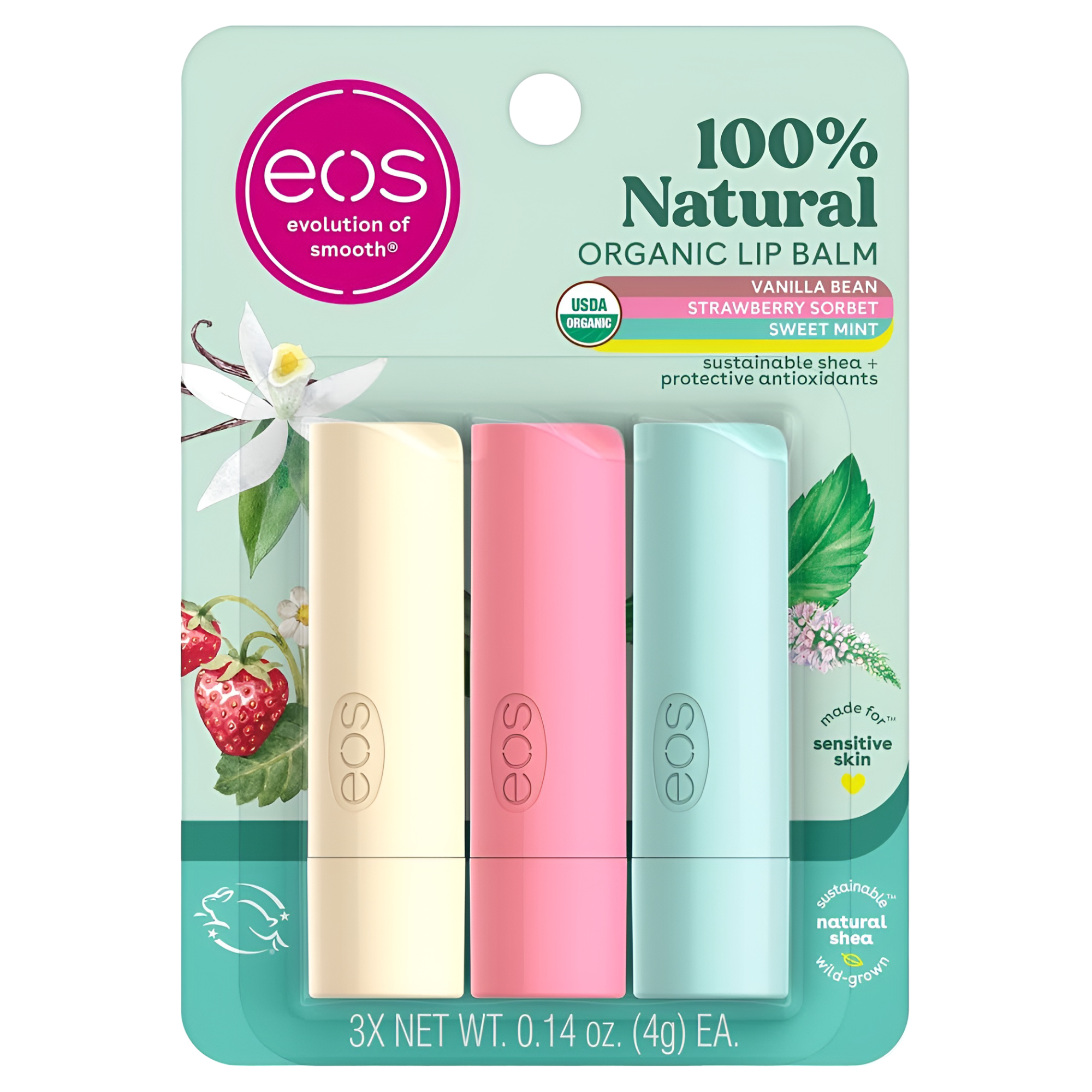 eos 100% Natural & Organic Lip Balm Trio Pack