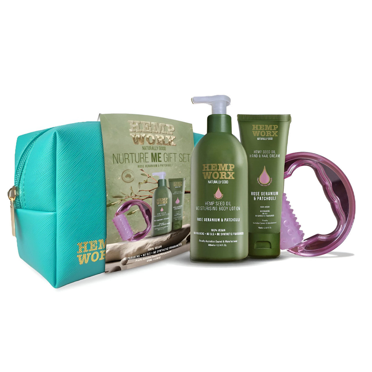 Hemp Worx Nurture Me Rose Geranium & Patchouli Gift Set