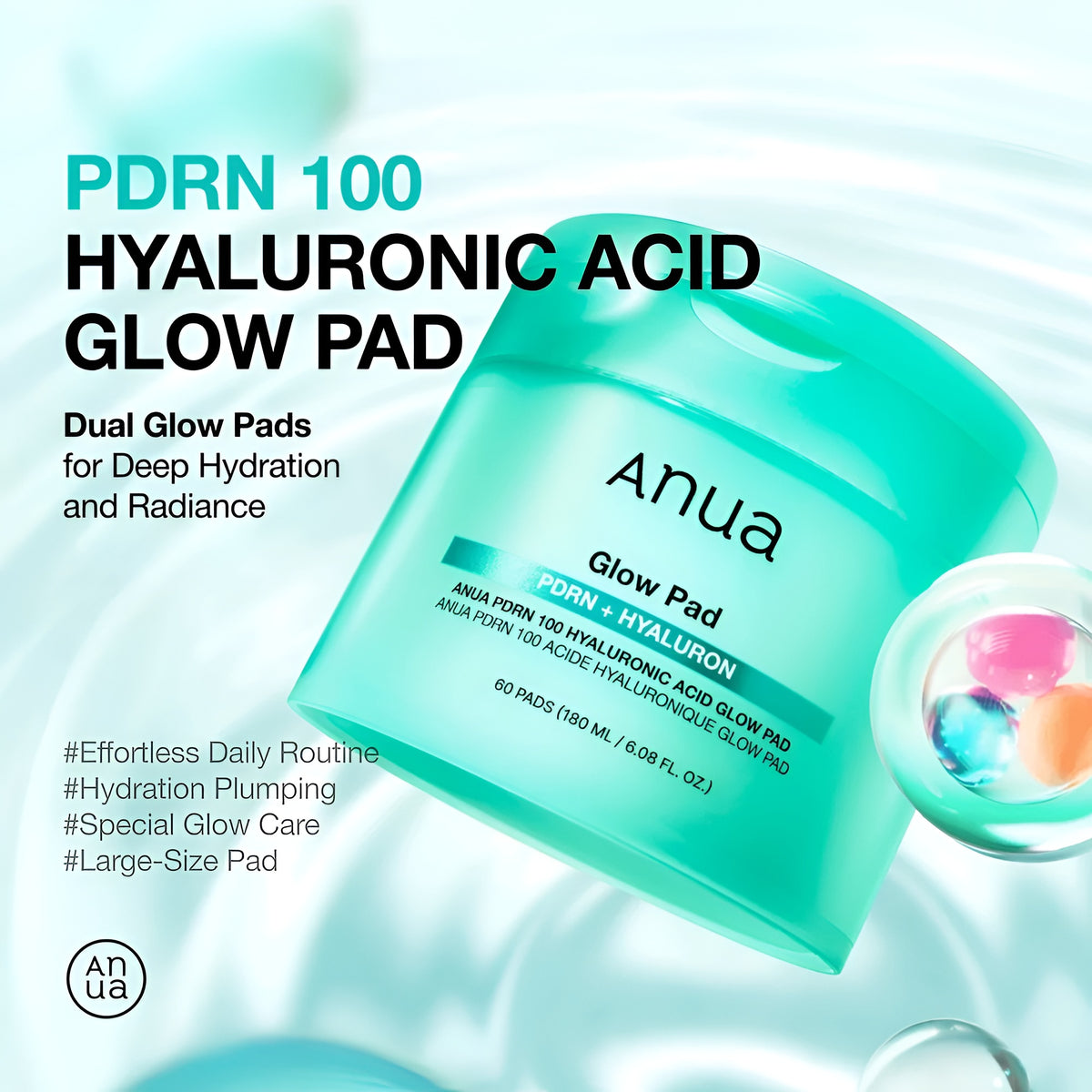 Anua PDRN 100 Hyaluronic Acid Glow Pad 70 Pack