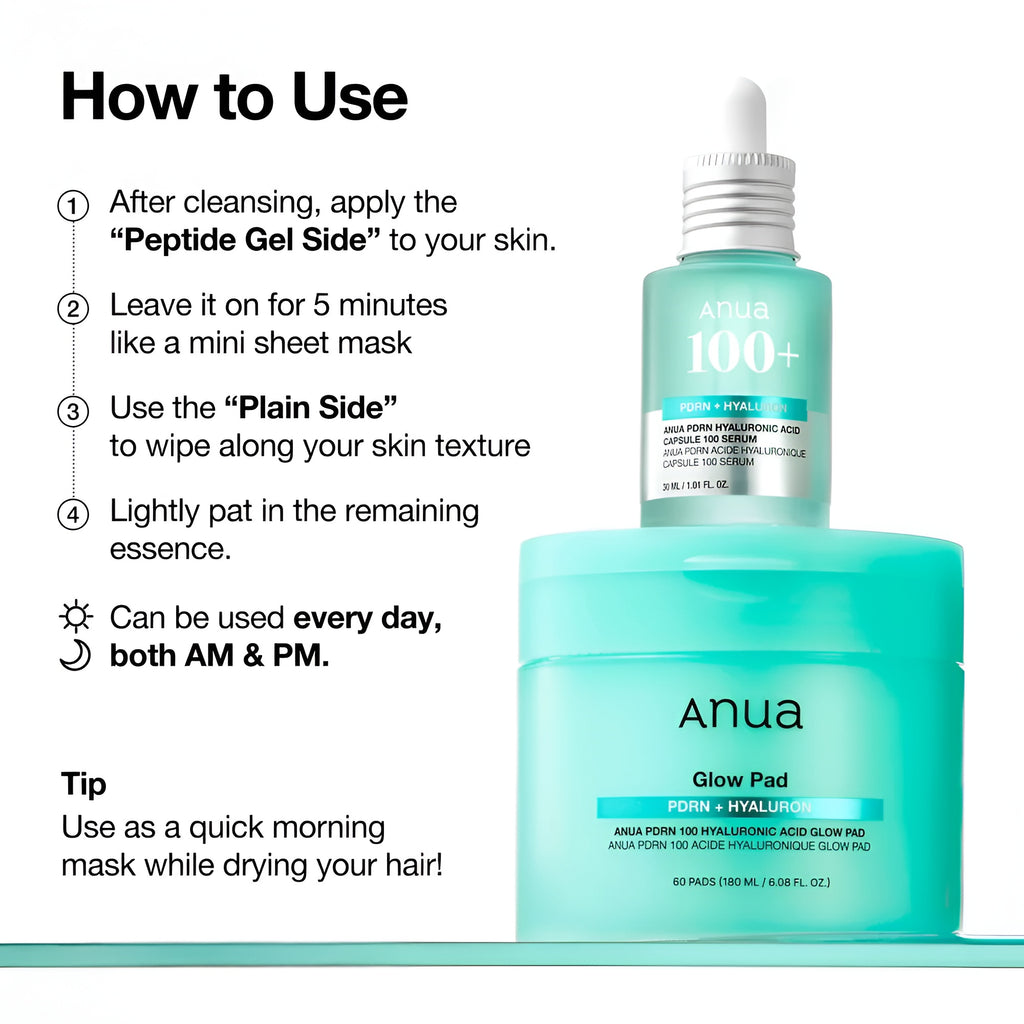 Anua PDRN 100 Hyaluronic Acid Glow Pad 70 Pack
