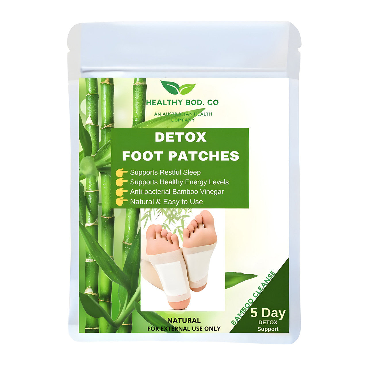 Healthy Bod. Co Detox Foot Patches Bamboo 5 Pairs