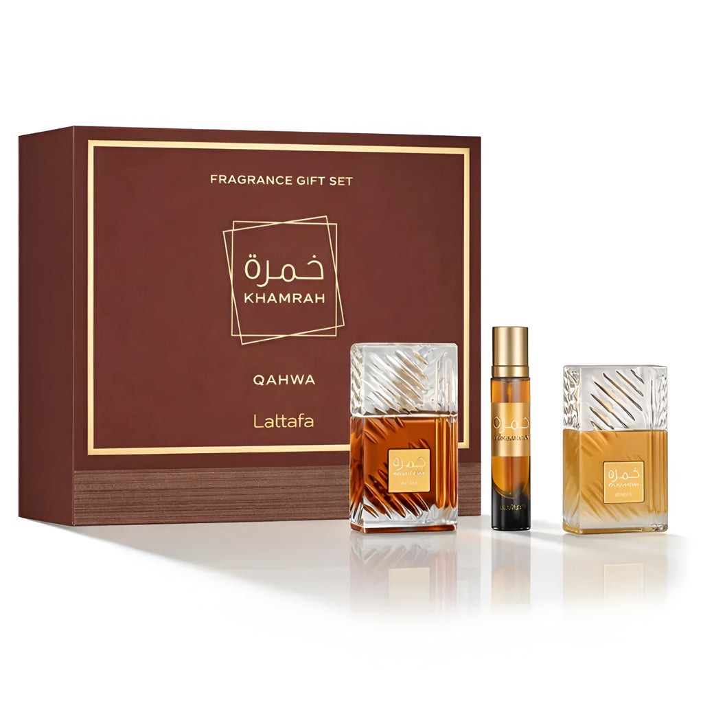 Khamrah Qahwa 100ml EDP 3 Piece Gift Set By Lattafa (Men's)