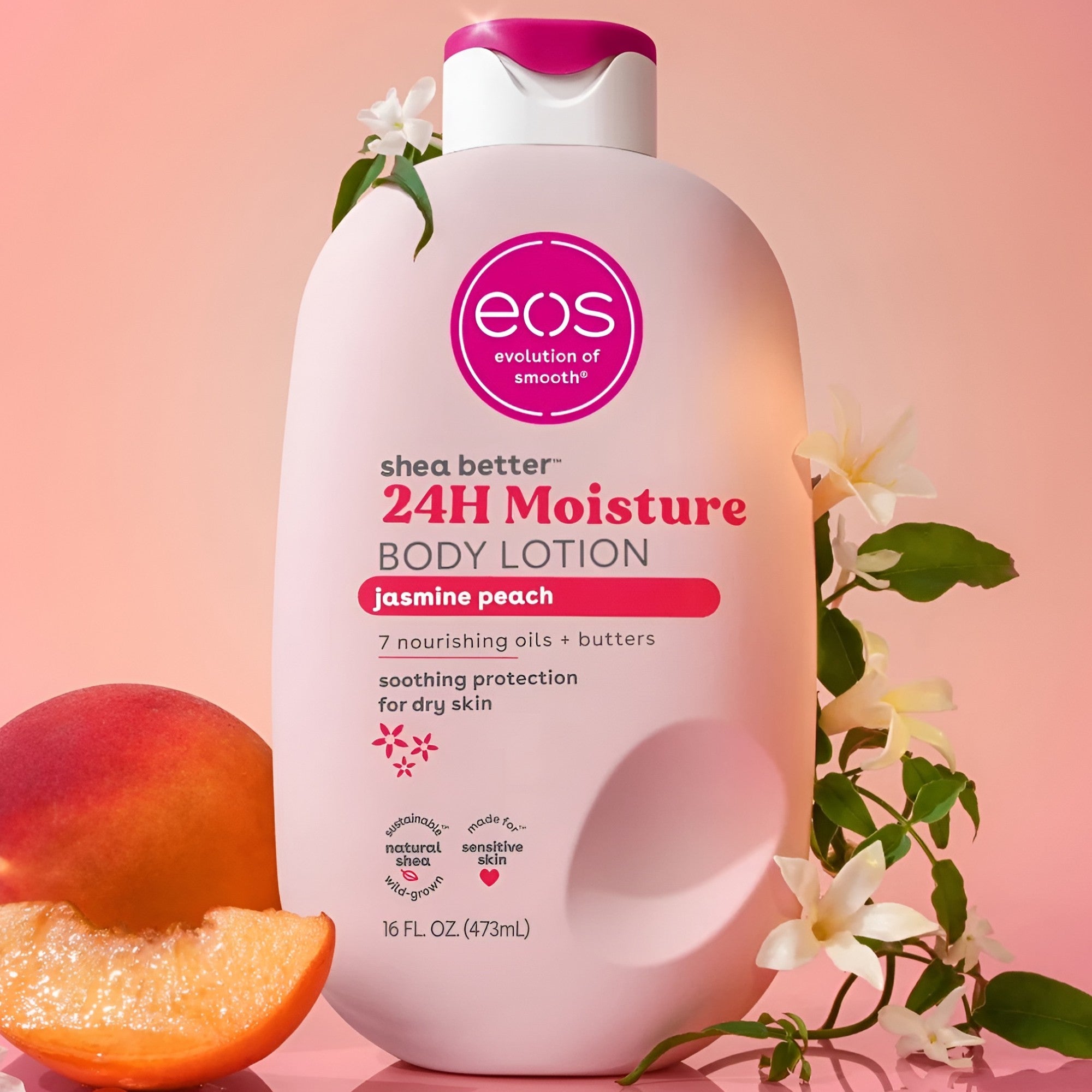 eos 24 Hour Moisture Jasmine Peach Body Lotion 473ml