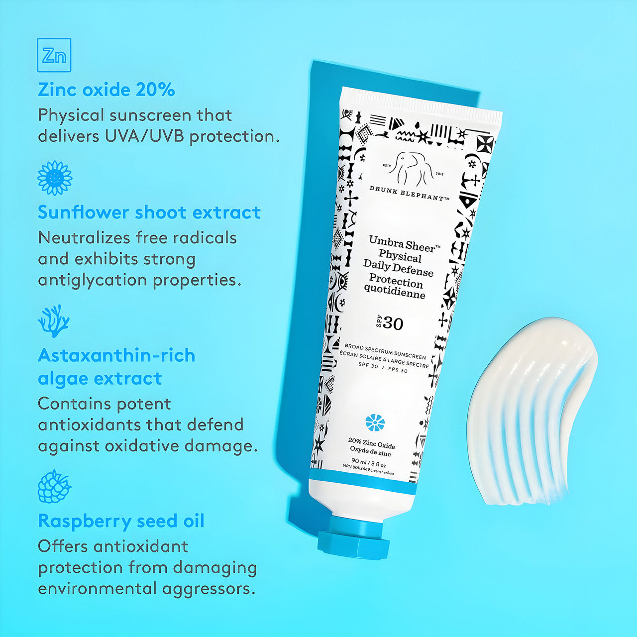 Drunk Elephant Umbra Sheer Mineral Cream SPF30 90ml